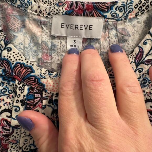 Evereve Size Small Flowing Floral Ruffle Blouse Boho Music Festival - Picture 4 of 5